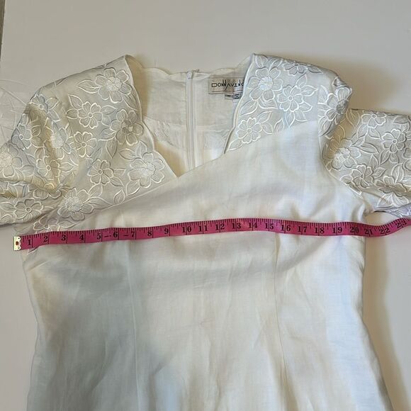 Vintage Donna Vinci women’s embroidered fully lined linen midi dress size 12 - Picture 11 of 11